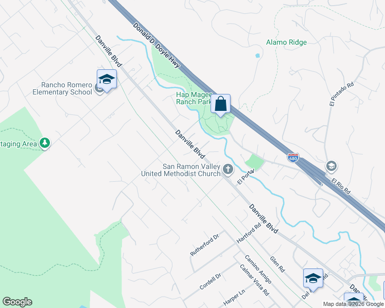 map of restaurants, bars, coffee shops, grocery stores, and more near 11 Xavier Court in Alamo