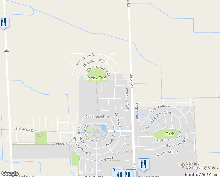 map of restaurants, bars, coffee shops, grocery stores, and more near 2687 Bellchase Drive in Manteca