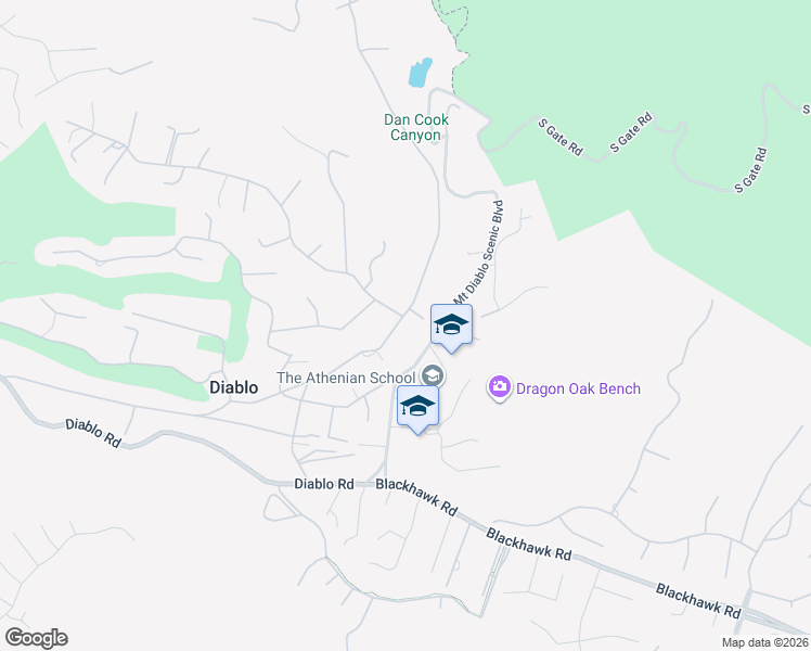 map of restaurants, bars, coffee shops, grocery stores, and more near 2190 Alameda Diablo in Diablo