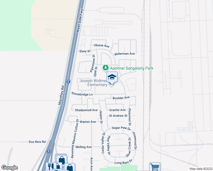 map of restaurants, bars, coffee shops, grocery stores, and more near 751 Stonebridge Lane in Lathrop
