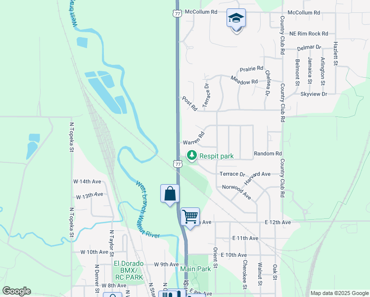 map of restaurants, bars, coffee shops, grocery stores, and more near 1630 North Main Street in El Dorado