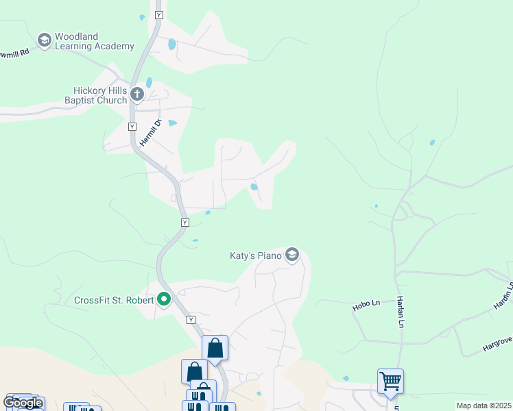 map of restaurants, bars, coffee shops, grocery stores, and more near 22660 Hanley Lane in Saint Robert