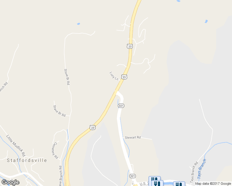 map of restaurants, bars, coffee shops, grocery stores, and more near U.S. 23 in Paintsville