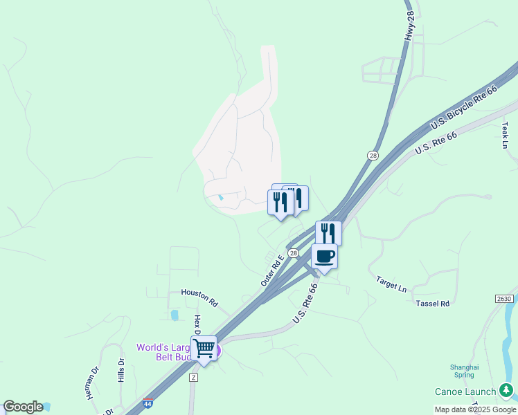 map of restaurants, bars, coffee shops, grocery stores, and more near 143 Hickory Ridge Drive in Saint Robert