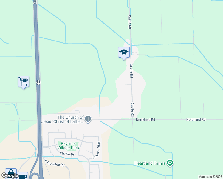 map of restaurants, bars, coffee shops, grocery stores, and more near 13893 Castle Road in Manteca