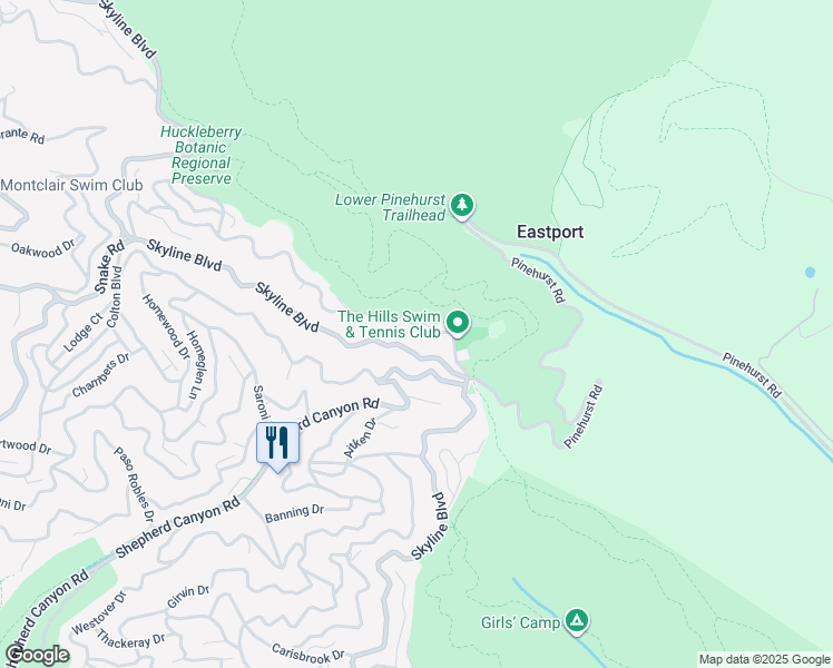 map of restaurants, bars, coffee shops, grocery stores, and more near 2303 Manzanita Drive in Oakland
