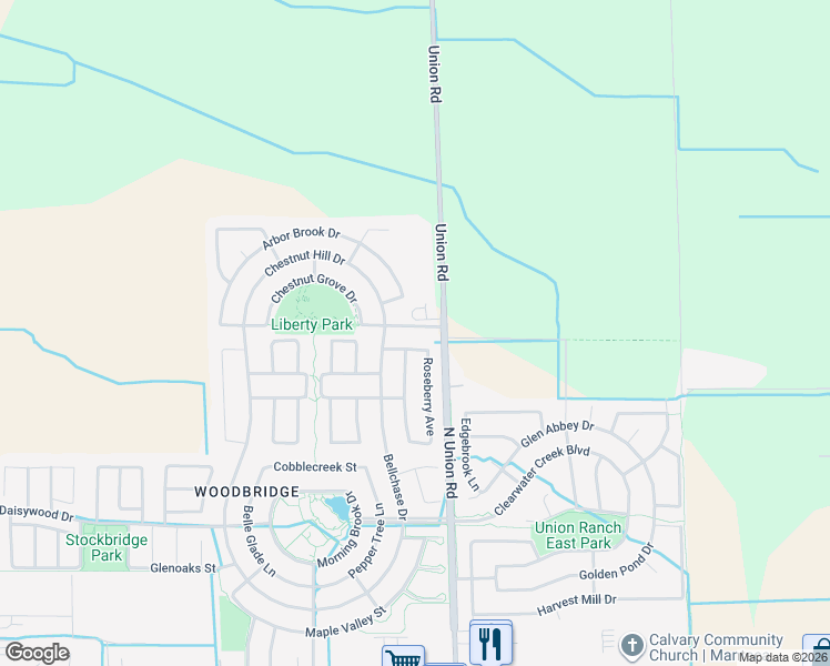 map of restaurants, bars, coffee shops, grocery stores, and more near 1242 Shady Pines Street in Manteca