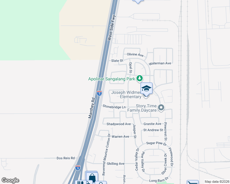map of restaurants, bars, coffee shops, grocery stores, and more near 186 Hornfels Avenue in Lathrop