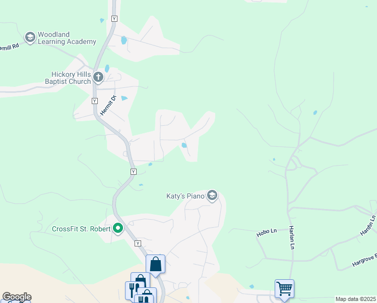 map of restaurants, bars, coffee shops, grocery stores, and more near 22660 Hanley Lane in Saint Robert