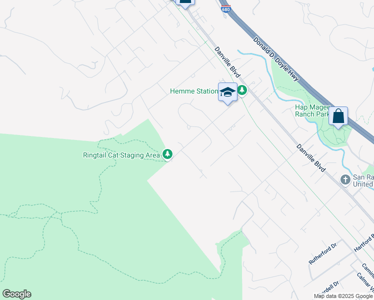 map of restaurants, bars, coffee shops, grocery stores, and more near 2398 Ironwood Place in Alamo