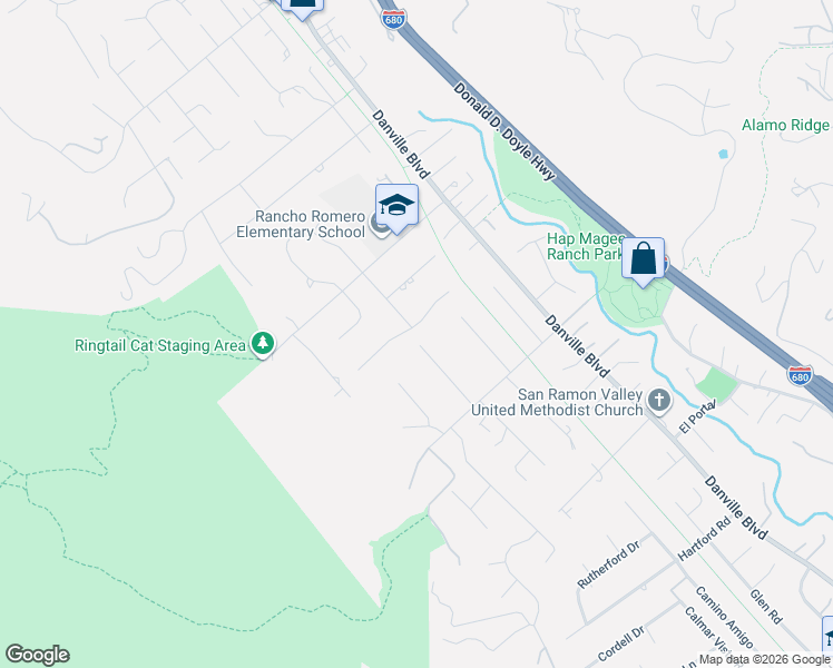 map of restaurants, bars, coffee shops, grocery stores, and more near 12 Corwin Drive in Alamo
