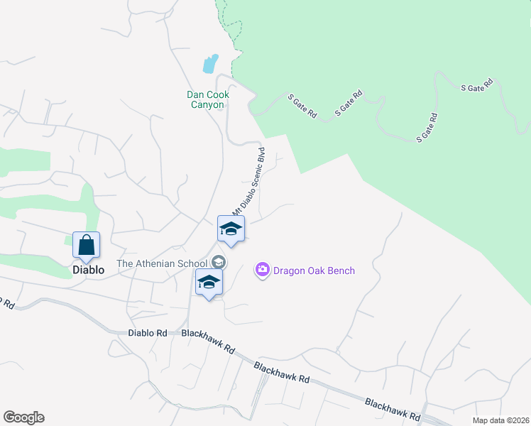 map of restaurants, bars, coffee shops, grocery stores, and more near 135 Diablo Ranch Court in Danville
