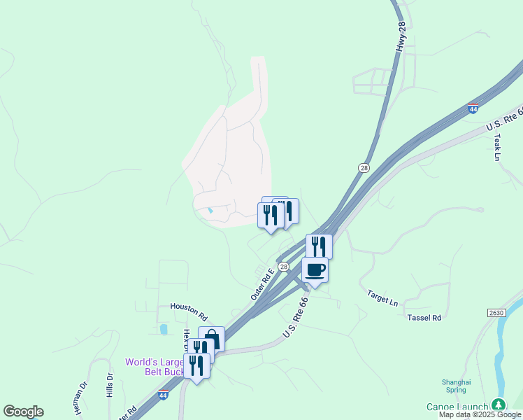 map of restaurants, bars, coffee shops, grocery stores, and more near 143 Hickory Ridge Drive in Saint Robert