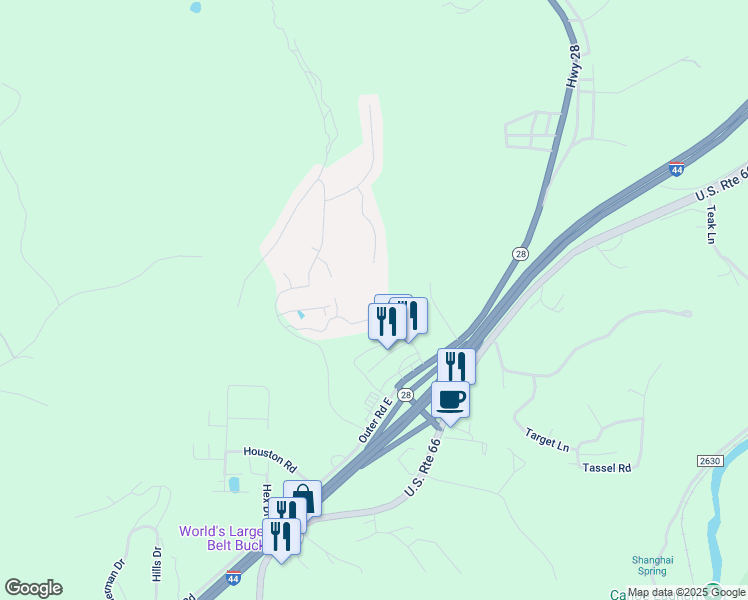 map of restaurants, bars, coffee shops, grocery stores, and more near 143 Hickory Ridge Drive in Saint Robert