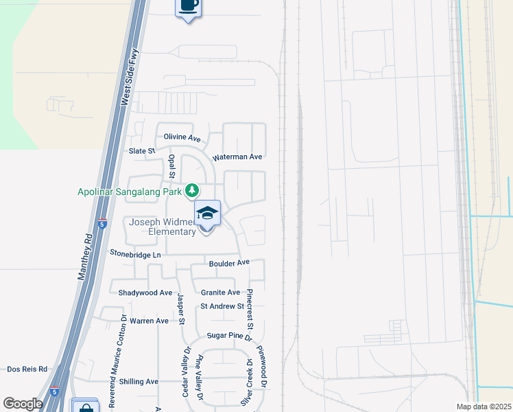 map of restaurants, bars, coffee shops, grocery stores, and more near 950 Kirkwood Way in Lathrop