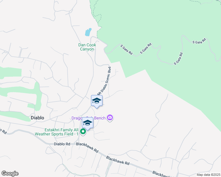 map of restaurants, bars, coffee shops, grocery stores, and more near 2440 Diablo Ranch Place in Danville