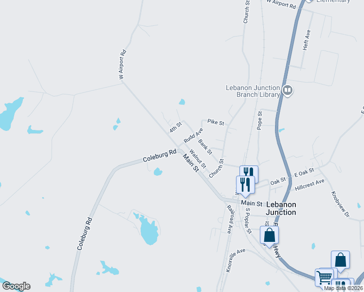 map of restaurants, bars, coffee shops, grocery stores, and more near 1030 Main Street in Lebanon Junction