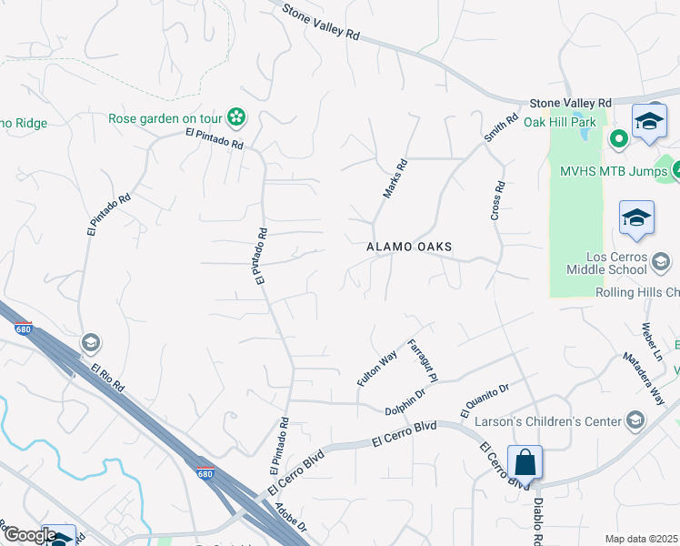 map of restaurants, bars, coffee shops, grocery stores, and more near 41 Provo Lane in Alamo
