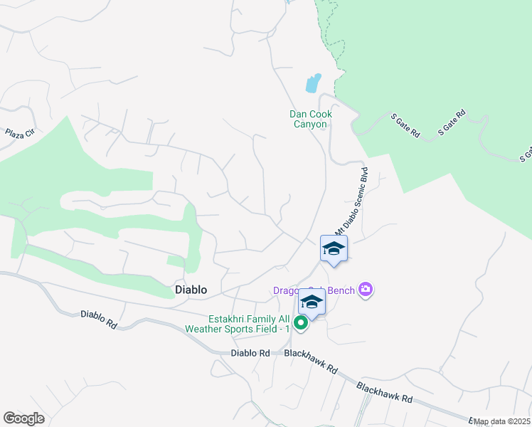 map of restaurants, bars, coffee shops, grocery stores, and more near 2300 Caballo Ranchero Drive in Diablo