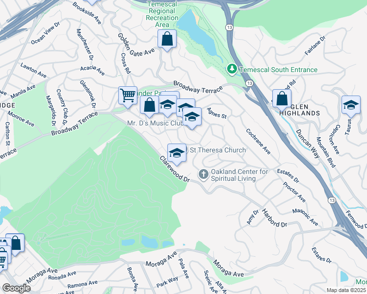 map of restaurants, bars, coffee shops, grocery stores, and more near 4663 Harbord Drive in Oakland