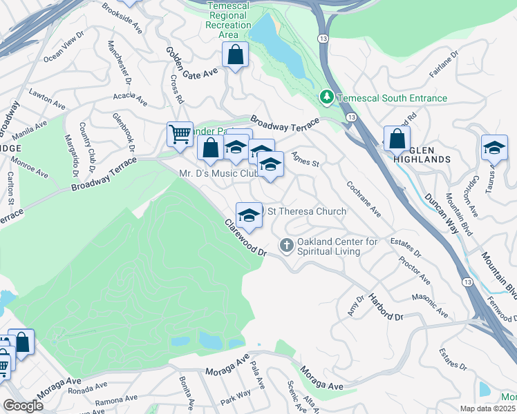 map of restaurants, bars, coffee shops, grocery stores, and more near 4663 Harbord Drive in Oakland