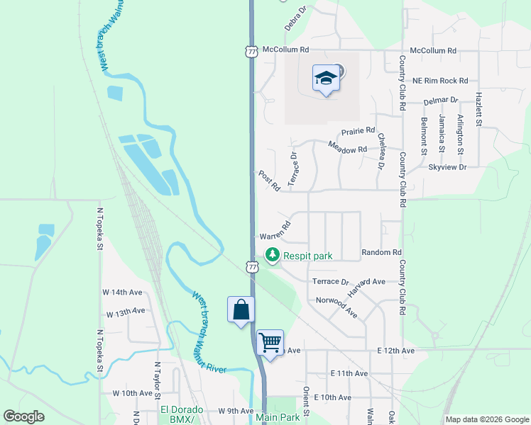 map of restaurants, bars, coffee shops, grocery stores, and more near 1708 North Main Street in El Dorado