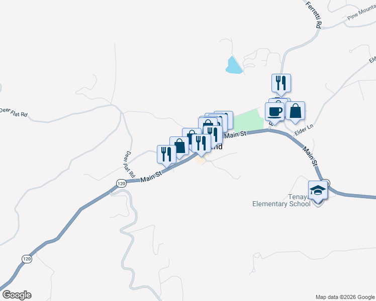 map of restaurants, bars, coffee shops, grocery stores, and more near 11882 Ponderosa Lane in Groveland