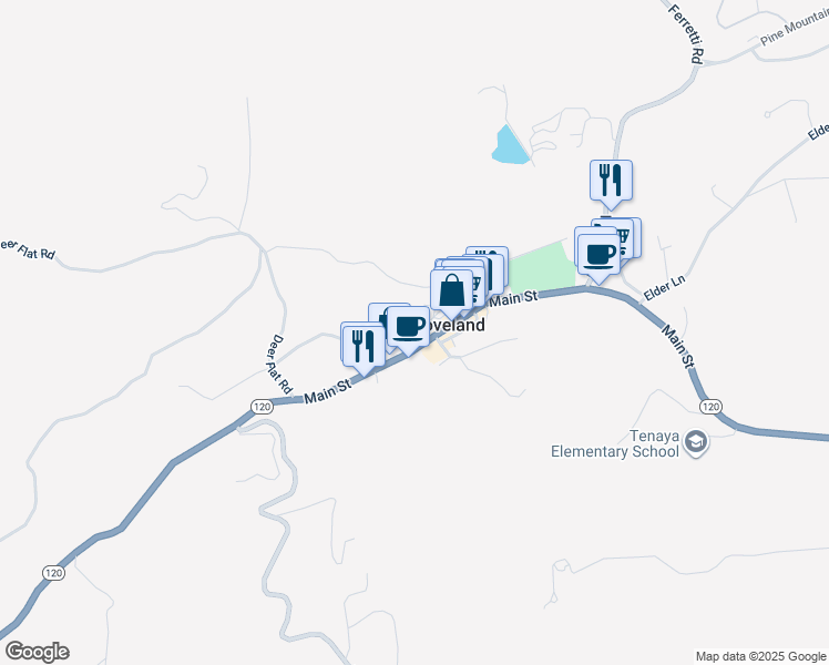 map of restaurants, bars, coffee shops, grocery stores, and more near 11882 Ponderosa Way in Groveland