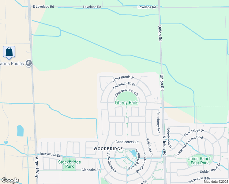 map of restaurants, bars, coffee shops, grocery stores, and more near 1596 Chestnut Hill Drive in Manteca