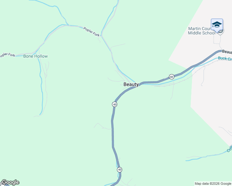 map of restaurants, bars, coffee shops, grocery stores, and more near 7849 Beauty Road in Beauty