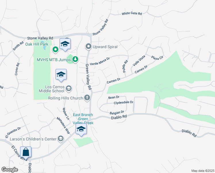 map of restaurants, bars, coffee shops, grocery stores, and more near 158 Cameo Dr in Danville