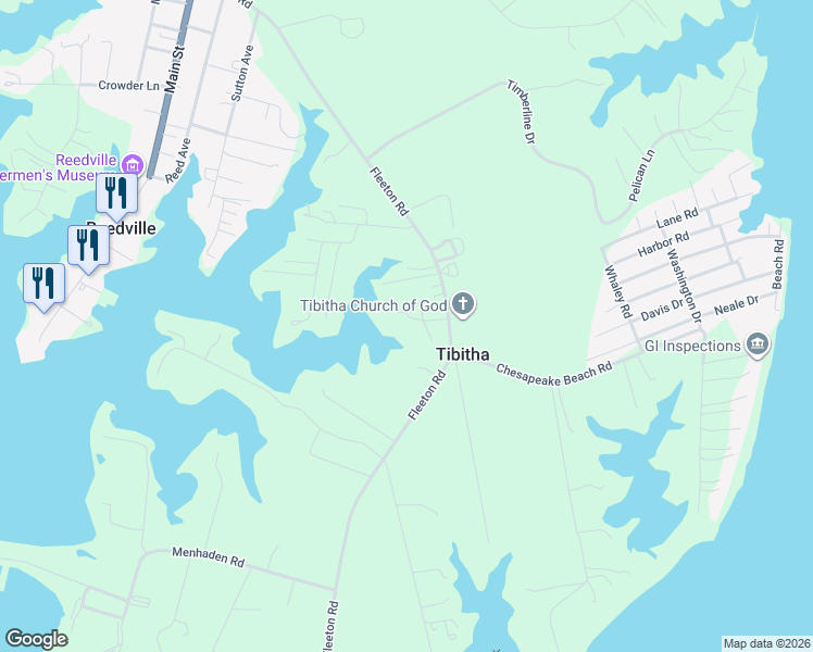 map of restaurants, bars, coffee shops, grocery stores, and more near 874-1298 Fleeton Road in Reedville
