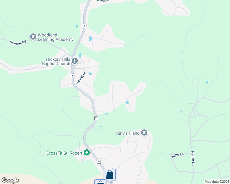 map of restaurants, bars, coffee shops, grocery stores, and more near 22590-A Hollow Oak Lane in Saint Robert