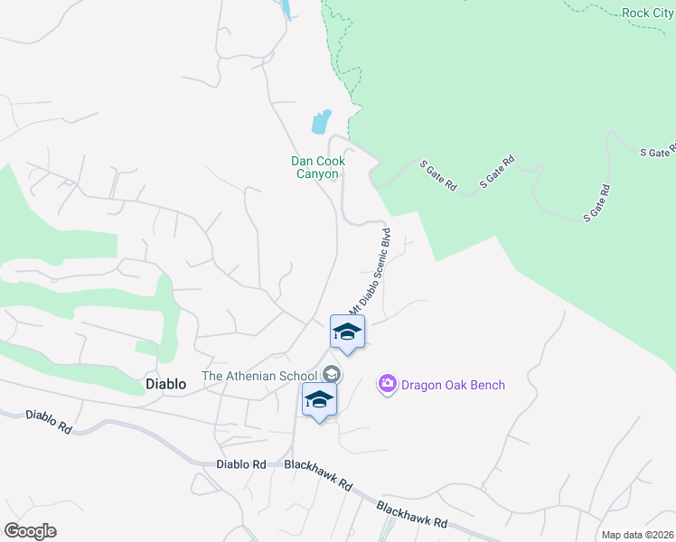 map of restaurants, bars, coffee shops, grocery stores, and more near 2284 Alameda Diablo in Diablo