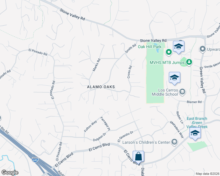 map of restaurants, bars, coffee shops, grocery stores, and more near 0 Hagen Oaks Court in Alamo