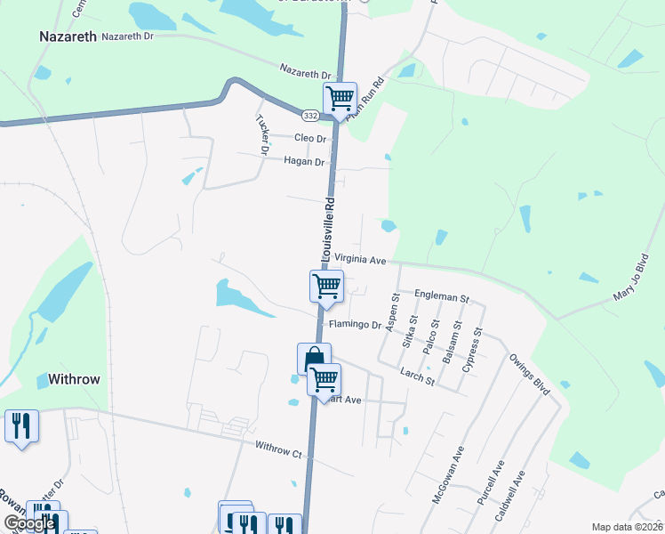 map of restaurants, bars, coffee shops, grocery stores, and more near 1417 North 3rd Street in Bardstown