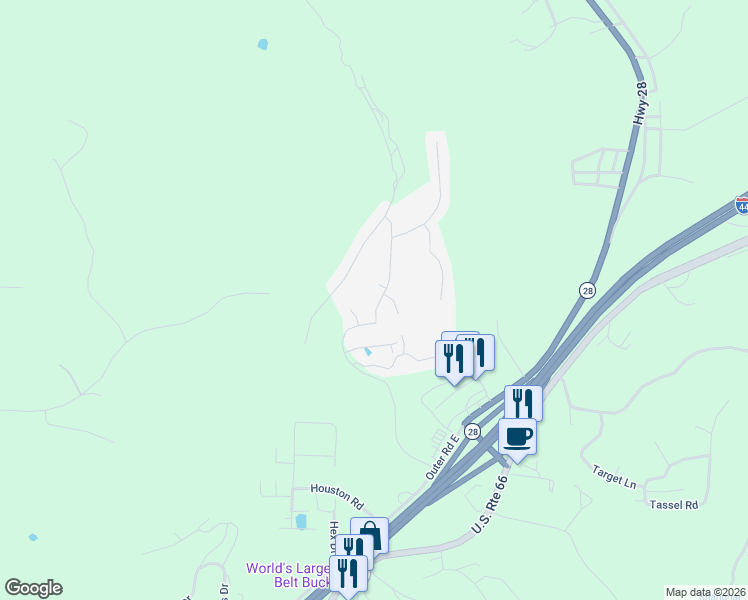map of restaurants, bars, coffee shops, grocery stores, and more near 103 Hilton Court in Saint Robert