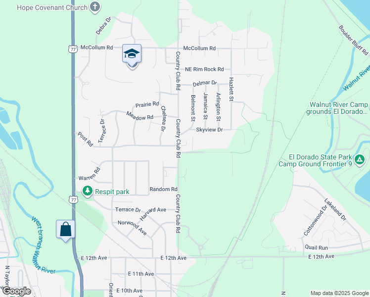 map of restaurants, bars, coffee shops, grocery stores, and more near 801-1199 Country Club Lane in El Dorado