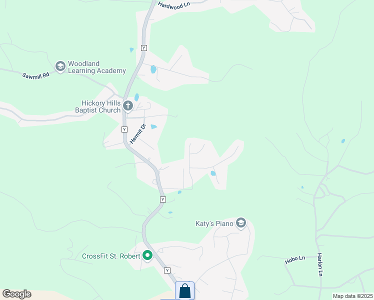 map of restaurants, bars, coffee shops, grocery stores, and more near 22590A Hollow Oak Lane in Saint Robert