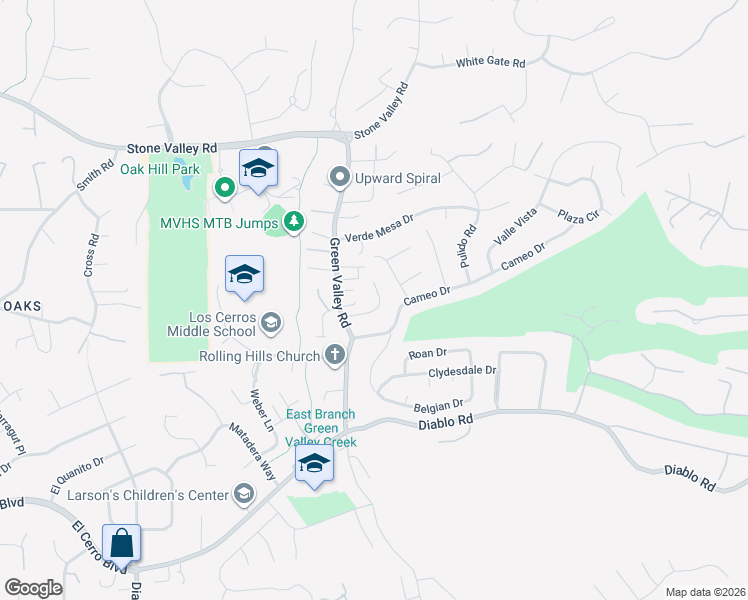 map of restaurants, bars, coffee shops, grocery stores, and more near 149 Valle Verde Court in Danville
