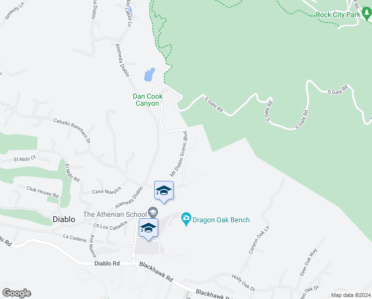 map of restaurants, bars, coffee shops, grocery stores, and more near 2467 Diablo Ranch Place in Danville