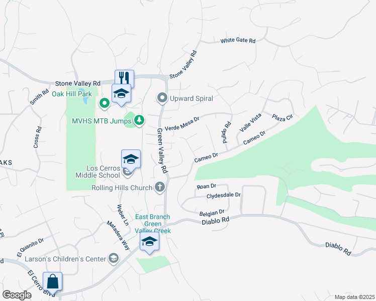 map of restaurants, bars, coffee shops, grocery stores, and more near 117 Montana Drive in Danville