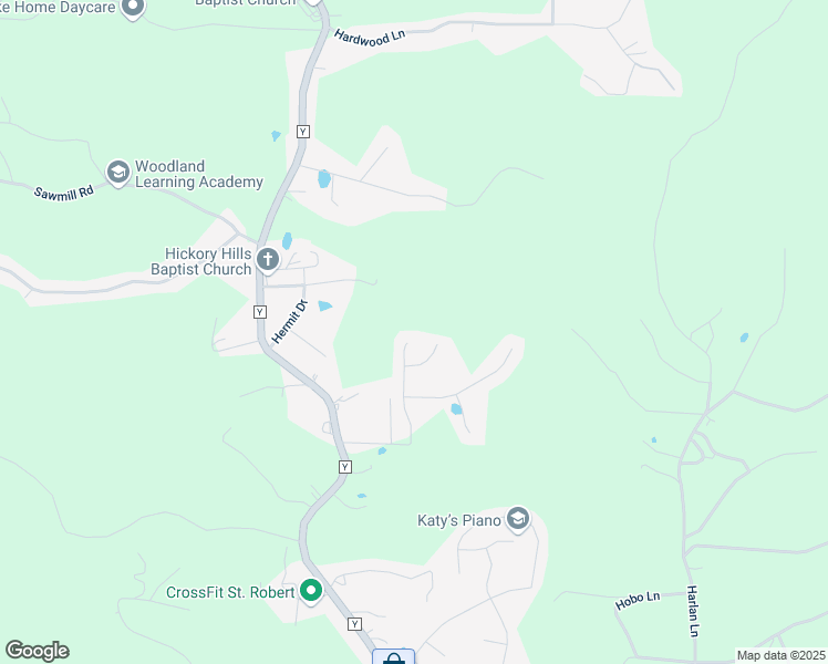 map of restaurants, bars, coffee shops, grocery stores, and more near 22540 Hollow Oak Lane in Saint Robert