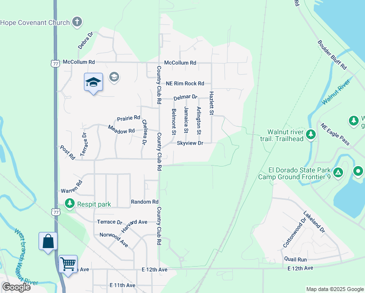 map of restaurants, bars, coffee shops, grocery stores, and more near 921 Skyview Drive in El Dorado