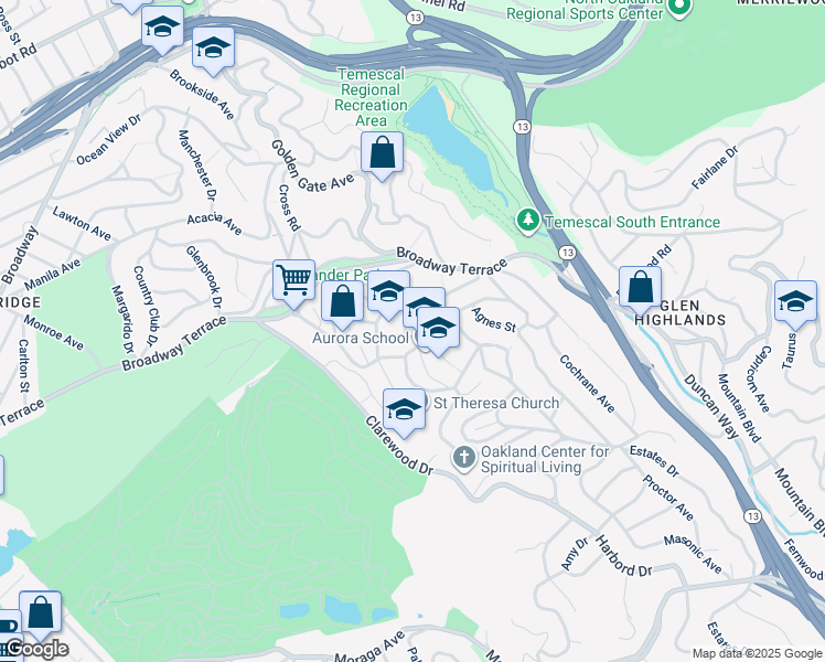 map of restaurants, bars, coffee shops, grocery stores, and more near 148 Hermosa Avenue in Oakland