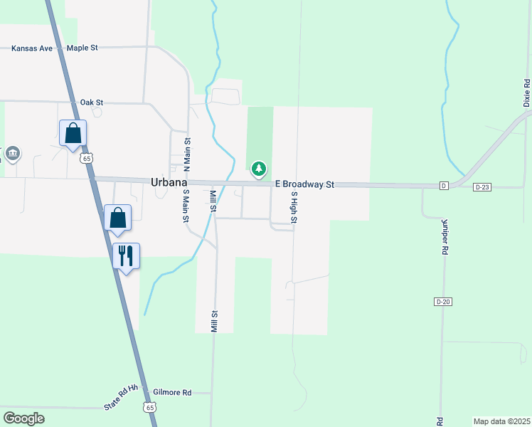 map of restaurants, bars, coffee shops, grocery stores, and more near 122 College Street in Urbana