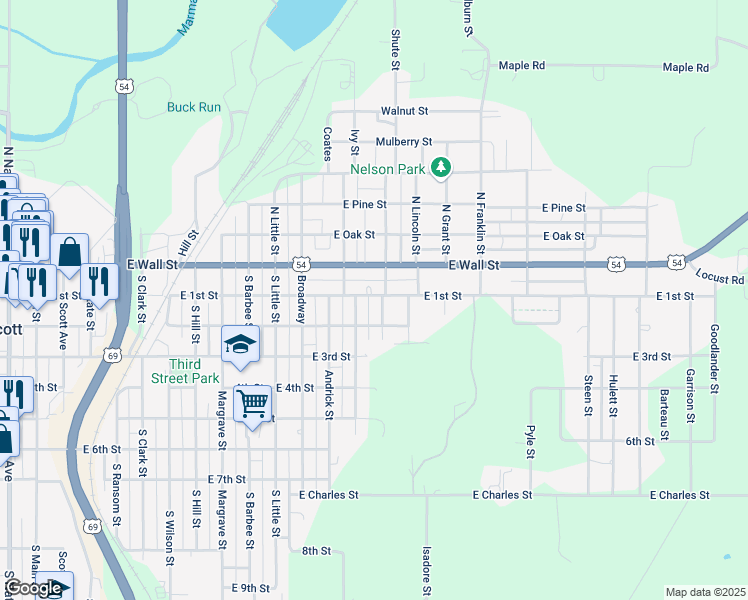 map of restaurants, bars, coffee shops, grocery stores, and more near 111 Arthur Street in Fort Scott