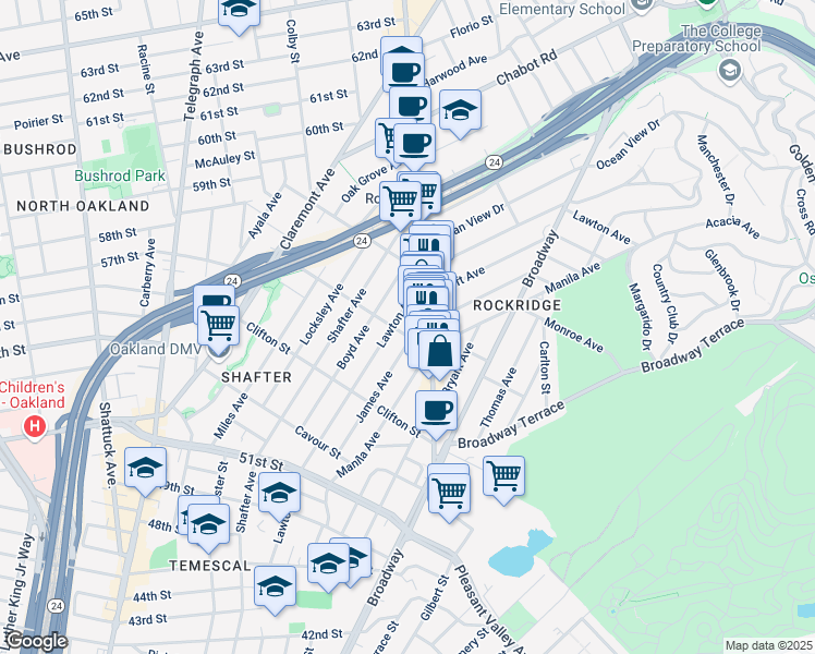 map of restaurants, bars, coffee shops, grocery stores, and more near 378 Hudson Street in Oakland