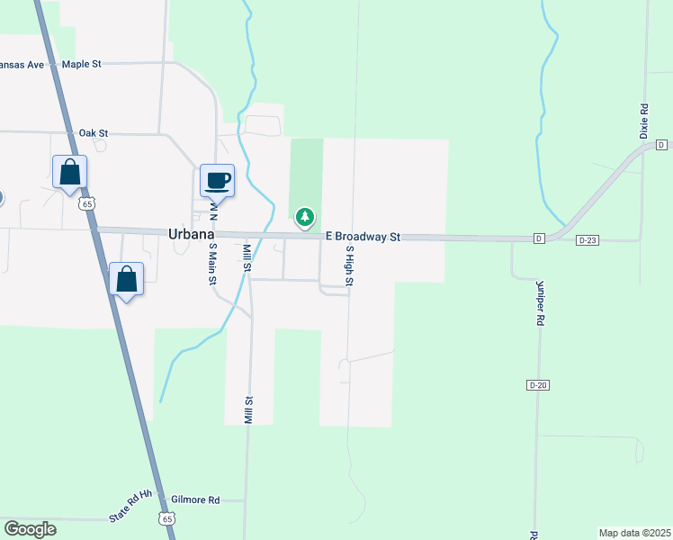 map of restaurants, bars, coffee shops, grocery stores, and more near 122 College Street in Urbana