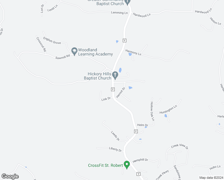 map of restaurants, bars, coffee shops, grocery stores, and more near 21975 State Highway Y in Saint Robert